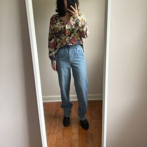 American Eagle Real Good Jeans US Size 0 High Waisted Ruched Loose Retro Jeans